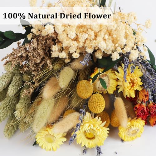 Set de flores secas naturales DIY, 130 piezas variadas miniatura 4