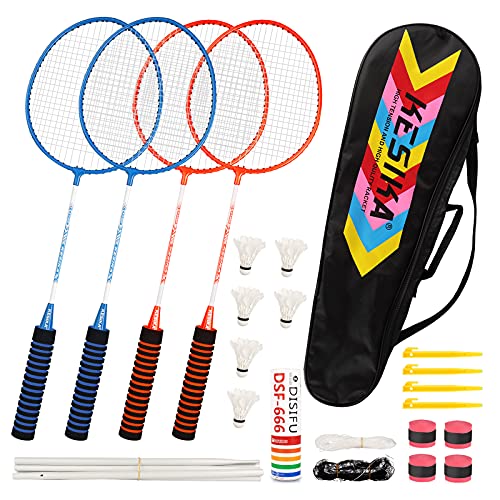 GB4 Badminton Rackets 4 Pack Set, Lightweight Carbon Fiber Badminton Rackets Set with 3 Shuttlecocks, Overgrips and Badminton Carry Bag, Backyard Outdoor Games for Adults and Kids GB4 Badminton Rackets 4 Pack Set, Lightweight Carbon Fiber Badminton Rackets Set with 3 Shuttlecocks, Overgrips and Badminton Carry Bag, Backyard Outdoor Games for Adults and Kids