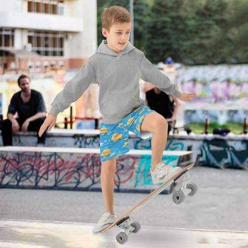 Boys Athletic Shorts with Pockets Rubber Duck Heart Running Basketball Shorts for Youth Elastic Waist Size 7-82