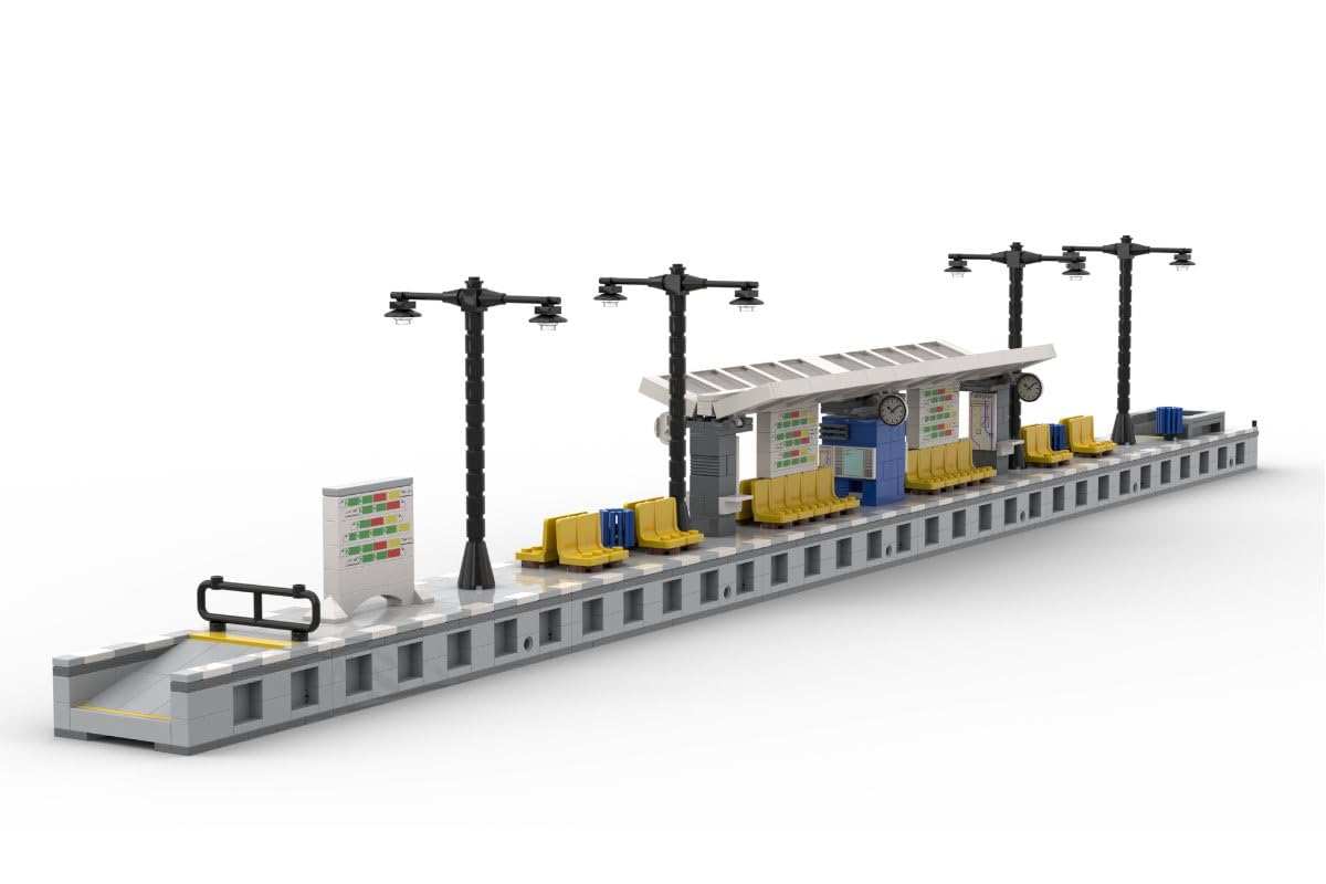 Plateforme modulaire moderne - 1 047 blocs de serrage - 106 cm de long - 8 modules combinables de manière flexible - avec des briques imprimées - Compatible avec les systèmes de blocs de