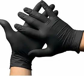 Luva Nitrílica Preta Descartável com 100 Unidades - Alta Resistência e Elasticidade para Estética, Tatuagem, Mecânica, Limpeza e Uso Profissional – Antiderrapante, Confortável e Durável