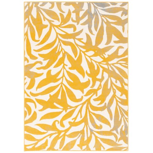 Tapis fleurs curry jaune Pergamon Samba résistant et moderne - 6