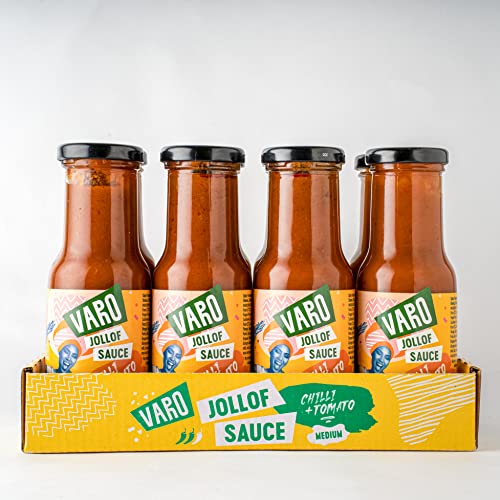 Varo Salsa Jollof – Salsa Mediana de Chile y Tomate – Botella de 220g (Caja de 8)