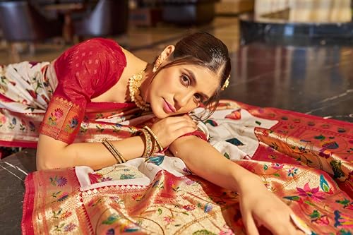Image of SWORNOF Women's kanjivaram banarasi silk saree Zari Woven for festival Wedding silk with rich pallu Design sarees for women with Unstitched blouse piece