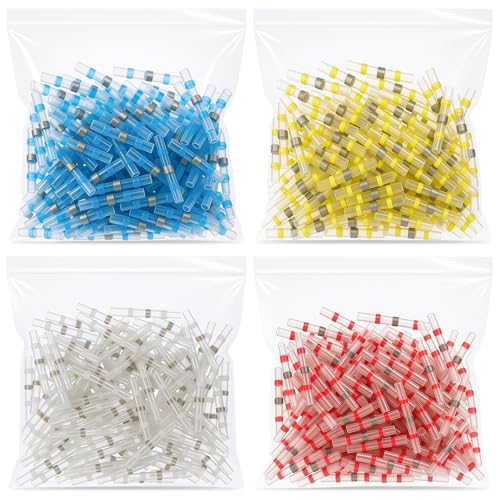 Relaxweex 2000 Pcs Heat Shrink Butt Connectors 26-24, 22-18, 16-14 and 12-10 AWG Waterproof Electrical Crimp Heat Shrink Wire Connectors Kit for Boat, Truck, Stereo, Joint (4colors/4sizes)