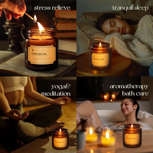 TRINIDa Sleep Candles Gifts for Women, 2 Apothecary Jars Lavender Scented Candles Gift Set for Anxiety Relief, Promotes Sleep, Relieves Stress - Image 6