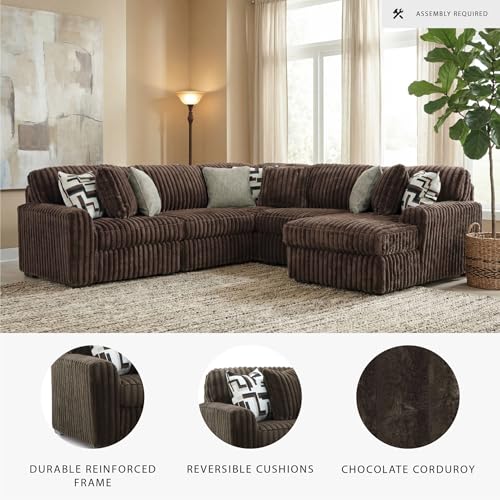 Image of Signature Design by Ashley 5-Piece Sectional Couch with Chaise, Chocolate