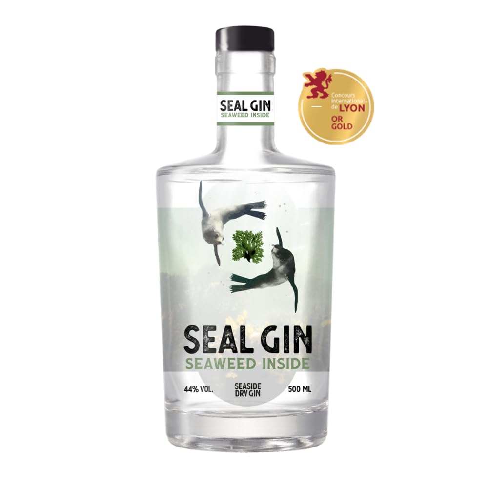 SEAL GIN Seaweed Inside | Maritimer London Dry Gin 0,5 l | Mit Rot-, Grün- & Braunalgen aus nachhaltigem Anbau | Botanicals: Wacholder, Koriander, Engelwurz, Gurke & Dill | 44% Vol.