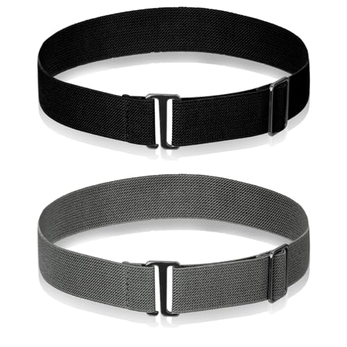 2Pcs Elastic Belts for Women, Sweater Belt for Tucking, Stretch Waist Belt with Flat Buckle Invisible Adjustable