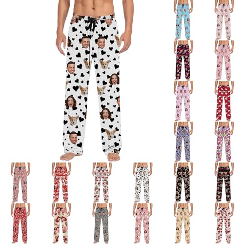 Pijama personalizado para hombres y mujeres con foto personalizada cara de mascota pantalones de pijama personalizados para hombre, pantalones de pijama personalizados para hombre, regalos de