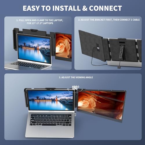 Image of ALLVIA 14in FHD 1080P IPS Portable Monitor for Laptops 13-17.3 inch, inchLaptop Monitor Extender Dual Screen with USB-C /HDMI Port, Plug & Play for Macbook /Windows /Android /Switch
