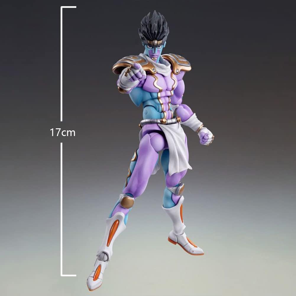 QAHEART 17cm Anime Figure Star Platinum Action Figure Statue Model with Accessories, Face Changeable, Joint Movable, Parts Removable, PVC Handmade Collection Desktop Decoration Birthday Gifts