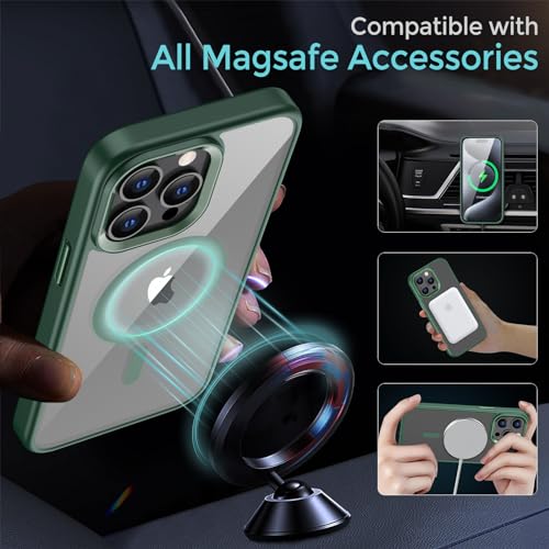 Coque iPhone 14 Pro Max antichoc transparente verte MagSafe