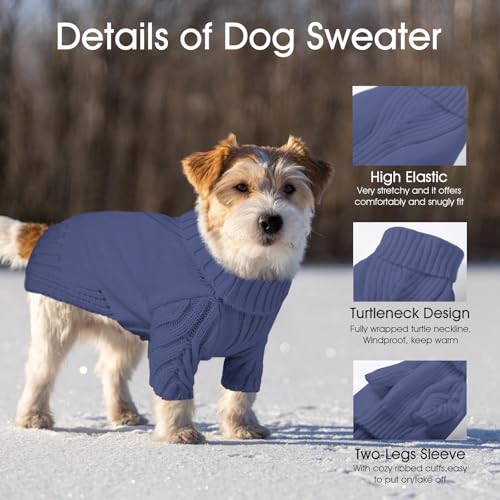 Image of Dog Sweaters for Small Medium Large Dog, Classic Turtleneck Pet Clothes Warm Thermal Doggy Winter Coat, Thick Double Knitting Collar Pullover Cold Weather Puppy Jacket for Indoor & Outdoor Wear