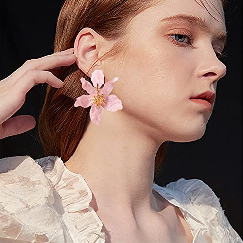 ANDPAI Unique Bohemian Oversized Acrylic Resin Flower Dangle Drop Earrings Retro Large Hawaii Flower Lei Earrings for Women Statement Jewelry Gifts4