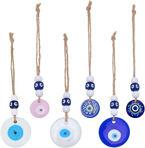 OLYCRAFT 6 dijes de ojo turco azul turco de cristal para el mal de ojo, amuleto turco grande de Nazar para protección del hogar, dije colgante de
