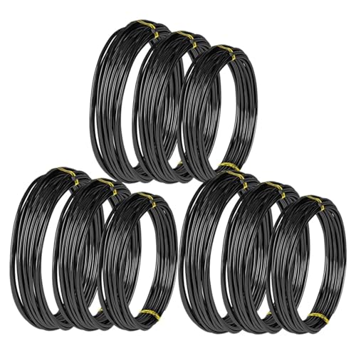 Fil De Fer Pour BonsaïS 9 rouleaux de fils de bonsaï en aluminium anodisé, fil d'entraînement for bonsaï avec 3 tailles (1,0 Mm, 1,5 Mm, 2,0 Mm), Total 147 pieds (noir) Pour Jardinage Diy Travail Manu