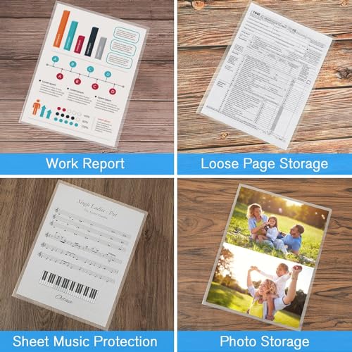 Image of Pack of 40 L-Type Transparent A4 Size Document Sleeve Project Document Holder Plastic Folder for Document Paper Certificate - 40 Pieces for Multipurpose Use