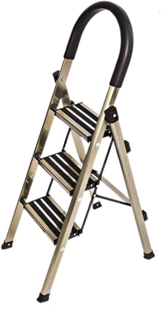 Step Ladder Folding Ladder Aluminum Non-Slip Step Ladder Convenient Handgrip Ladder for Home Office Garage Folding Ladder Telescopic Ladder(Color:3 Step Ladder)