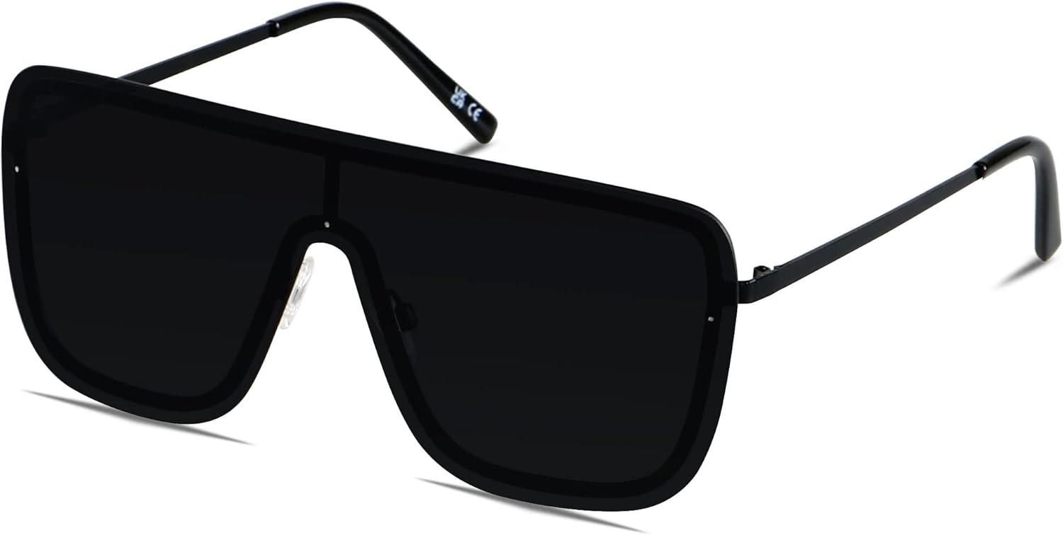 LYZOIT Rimless Oversized Square Sunglasses for Women Men Flat Top Shield Frameless Sun Glasses