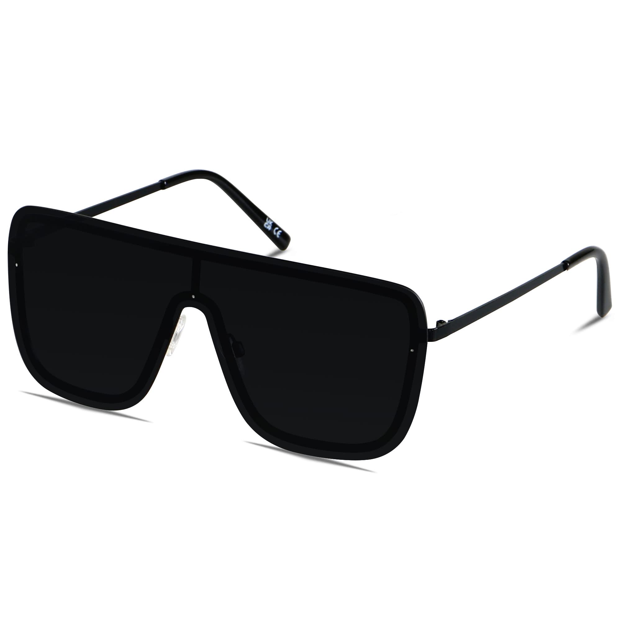 LYZOIT Rimless Oversized Square Sunglasses for Women Men Flat Top Shield Frameless Sun Glasses