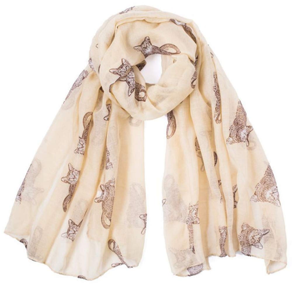 A Liittle Tree Women's Cream -Cutie Cat Print Lady Scarf (Cream)
