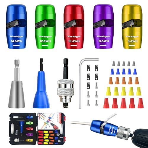 CLANGONE US Regulations Wire Stripping for Drill Includ Wire Twisting Connector Kit Professional Electrician Quickly Drill Wire Stripping Tools for 6/8/10/12/14 AWG