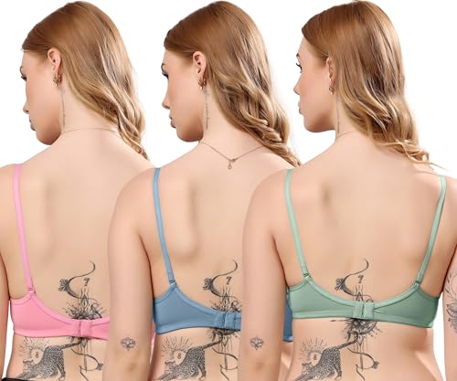 Image of London Hills Regular Bra for Women Everyday Non Padded Wire Free Mid Coverage Cotton Blend