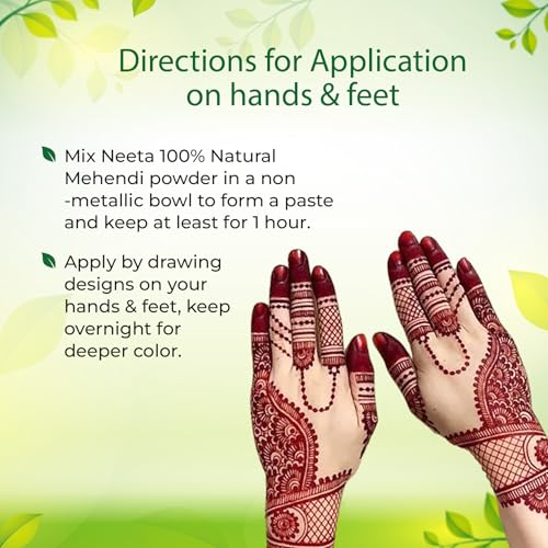 Image of Neeta Mehendi Powder 100g Pack of 4, Pure Natural Henna Mehandi Powder for Hair, Hand & Feet