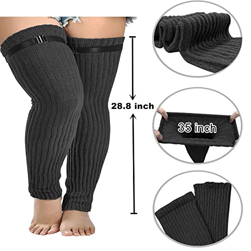 Plus Size Thigh High Leg Warmers For Thick Thighs Knitted Striped Extra Long Over Knee Footless Socks With Garter Belt #TOP1