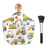 Shimmerz Kinder Haarschnitt Umhang und Hals Staubpinsel Bürsten Set mit Baustellen Muster Kinder Friseurumhang 80 * 130cm für Jungen und Mädchen Salon Set