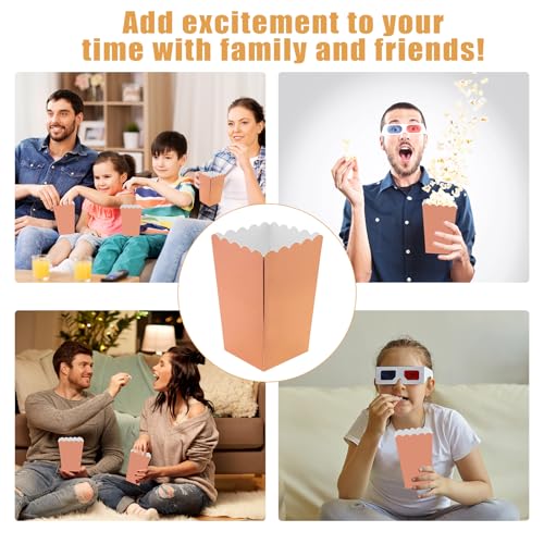 Image of 50 Pcs Rose Gold Popcorn Boxes Mini Paper Popcorn Box Cardboard for Party Disposable Snack Candy Holder for Movie Nights Birthday Wedding (Rose gold)