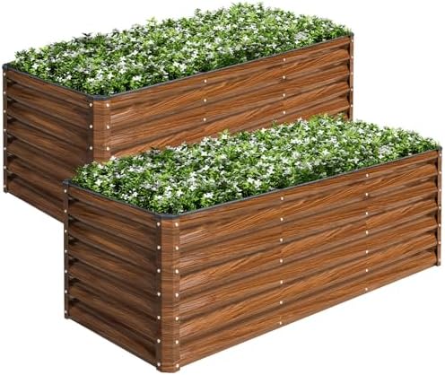 SnugNiture 2-Pack 6x2x2FT Galvanized Raised Garden Bed Kit, Metal Planter Box for Planting Plants Vegetables, Brown SnugNiture 2-Pack 6x2x2FT Galvanized Raised Garden Bed Kit, Metal Planter Box for Planting Plants Vegetables, Brown