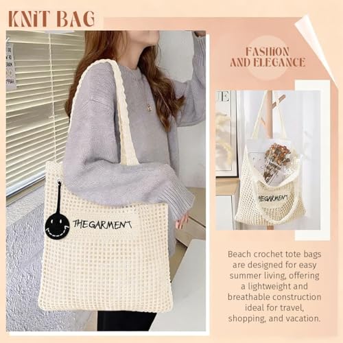 Image of PALAY Tote Bag for Woman Girls Bow Crochet Shoulder Bag Coquette Cute Knitted Women Handbags