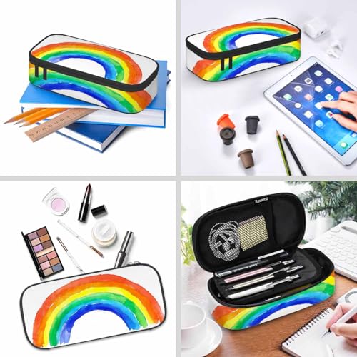 Image of Rainbow Pencil Case Happy Mood Hope Colorful Pencil Bag Pouch Box Organizer for College School Students Boy Girl