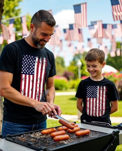 Tstars American Flag 4th of July Dad and Son Matching Shirts | Daddy & Me Patriotic Memorial Day USA Tshirt Set3
