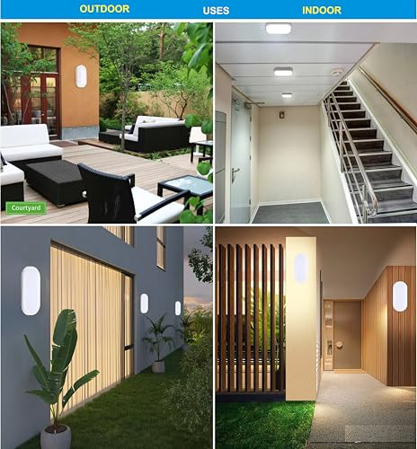 Image of OLIPS LED Bulkhead Light IP54 Waterproof Indoor /Outdoor Wall & Ceiling Light - Weatherproof, Shock Proof, Slim Plastic Surface-Mounted Fixture (10 WATT (Warm White), 1)