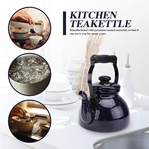 HEMOTON Apito de bule de chá esmaltado, apito, chaleira, fogão, água, chaleira, água, fervente, cozi