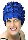 Sync Original Swimwear Petal Swim Caps I Vintage Retro Flower Bathing Cap (Indigo)