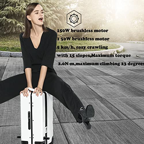 20 Inch Electric Luggage,Men's and Women's Cycling Boarding Suitcase, Smart Trolley Case, Electric Suitcase, Lock for Travel,Light Gray (Light Gray)2