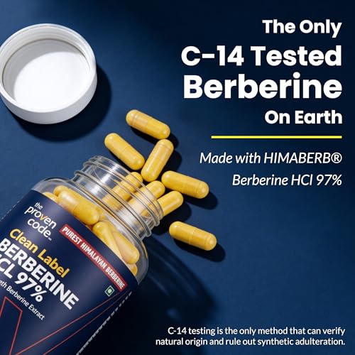 Image of Clean Label Berberine HCl 97% Pack of 2 | C-14 Tested Natural Origin | Studied Strength Berberine Supplements 1000mg - Support Blood Sugar, Lower Cholesterol, PCOS supplements - 120 Capsules