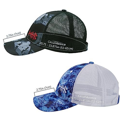 Image of BASSDASH 2 Pack Altimate Fishing Hunting Hat Mesh Back for Men Women Adjustable Baseball Trucker Cap Camo Blaze Orange