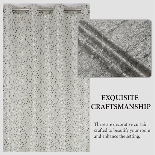 Image of FRESH FROM LOOM Grommet Room Darkening Curtains for Door 9 Feet |Big Window Curtain Premium Polyester Weaved Parda|Modern Parde for Living Room Bedroom|Jacquard Screens(Set of 3,Grey)