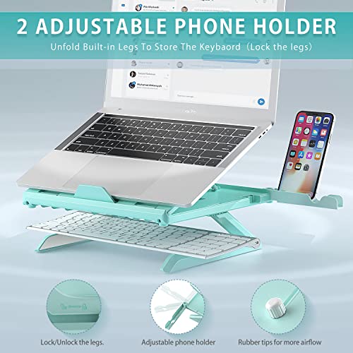 TechGarden-Multi-Angle-Adjustable-Laptop-Stand-Portable-Laptop-Riser-with-Built-in-Foldable-Legs-and-Phone-Holder-Air-Ventilated-Laptop-Holder-for-MacBook-Air-Pro-All-Laptops-Mint-Green