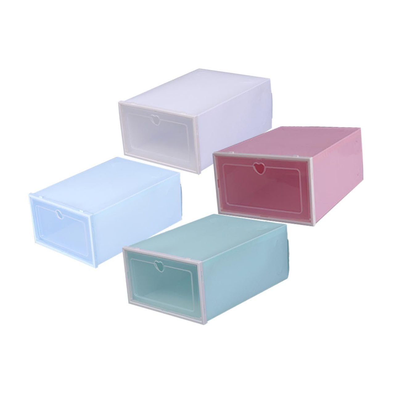 4 piezas Cajas Transparentes para Zapatos con Tapa Abatible Caja Apilable de Plástico Grueso Tipo Cajón Diseño Prueba de Polvo y Fácil Limpieza Almacenamiento Organizado para