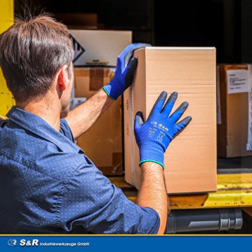 S&R Arbeitshandschuhe 12 Paar BASIC Nylonfaser mit PU-Beschichtung, Schutzhandschuhe geeignet für den privaten und gewerblichen Gebrauch (M/8) - Image 8