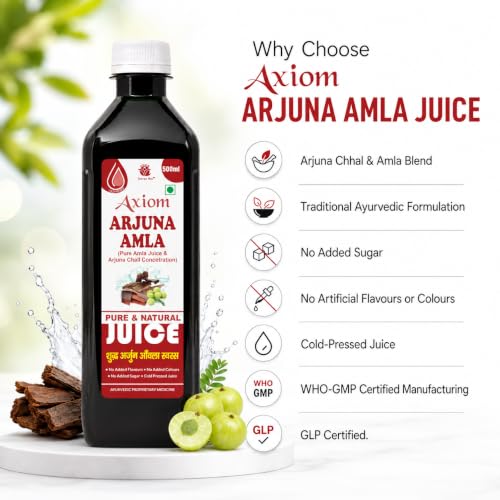 Image of Axiom Arjuna Amla Juice 500ml | Natural Source of Calcium | Controls Blood Pressure | Control Cholesterol Level | No Added Sugar | 100% Natural WHO GMP Certified