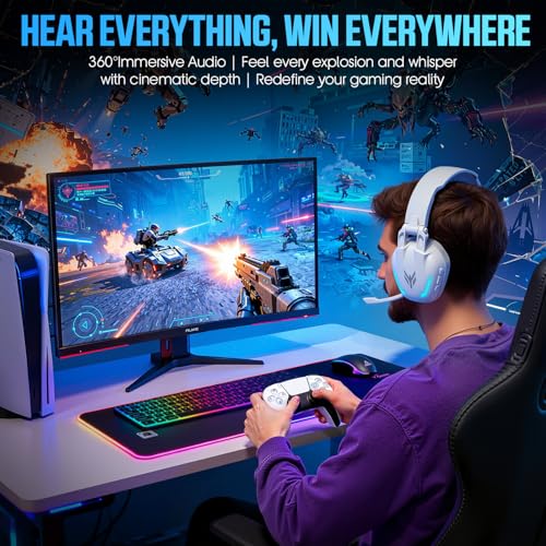 Image of BENGOO G1 60H Wireless Gaming Headset with RGB Lights & Mic for PS5 PS4 PC | 7.1 Surround Sound, 2.4GHz USB /Type-C & Bluetooth 5.4, Noise Canceling Flip Microphone, Foldable Design for Switch Mac