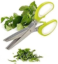 5-Blade Kitchen Herb Scissors with Stainless Steel Blades & Cleaning Brush – Ideal for Chopping Herbs, Veggies, and Paper Shredding
