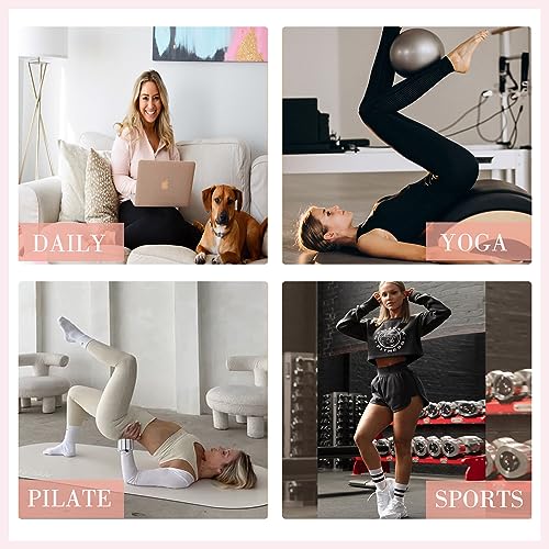 Image of UMSIFEY Pilates Socks with Grips for Women Yoga Socks Non-Slip Athletic Socks Grip Socks for Ballet Dance Hospital Workout